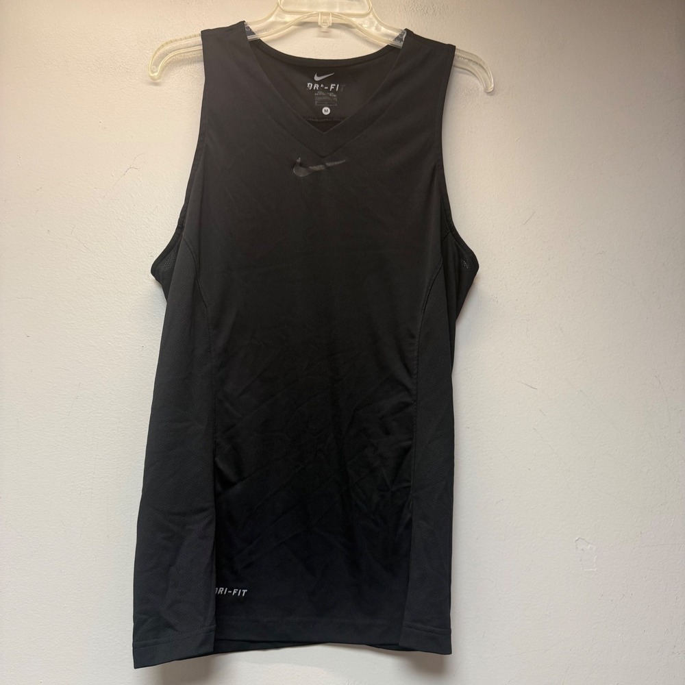 Nike Tank Top Mens Medium Black Excellent Dri-FIT V-Neck Basketball‎ Training